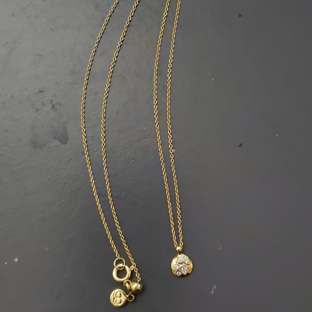 Gorjana disc necklace with CZ